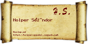 Holper Sándor névjegykártya