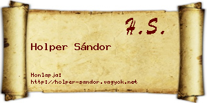 Holper Sándor névjegykártya